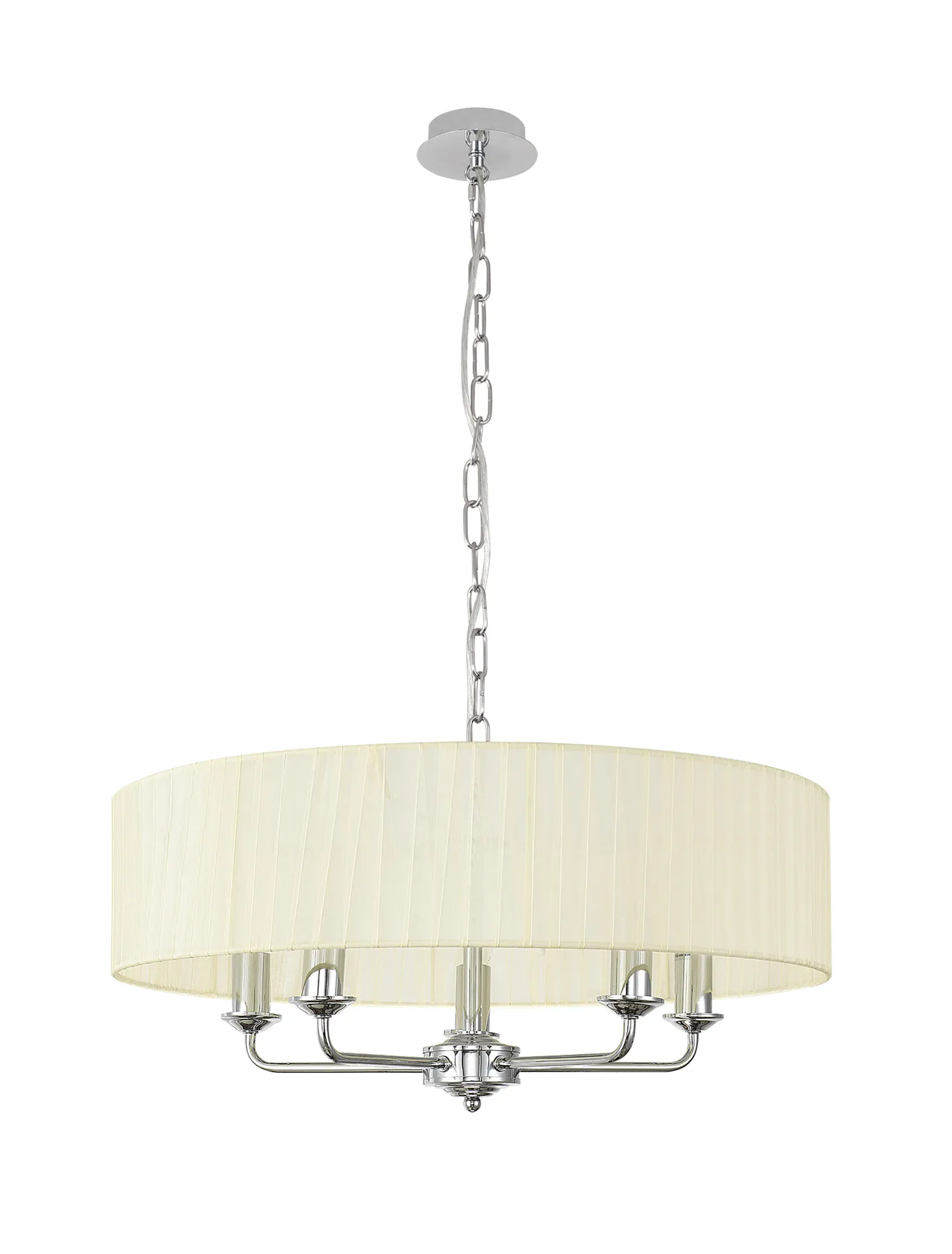 Banyan 45cm 3 Light Pendant Polished Chrome; Cream DK0858  Deco Banyan CH CR